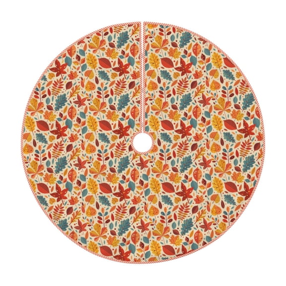 Rateoe Autumn Leaves 3 Pattern Christmas Tree Skirt with Ties, Christmas Tree Decorations, Farmhouse Christmas Decor Xmas Holiday Decorations-