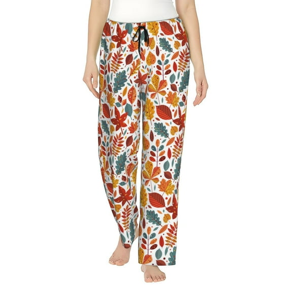 Rateoe Autumn Leaves Pattern Women’s Ultra-Soft Comfy Pajama Lounge Pants Sleepwear,Comfortable Lounge Wear,lightweight Pajamas, Casual Home Wear-Small