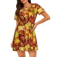 thumbnail image 1 of Rateoe Autumn Mosaic Maple Leaves Print Women’s Nightdress – Cozy Cotton Short-sleeved Sleep Shirt, Loose-Fit Sleepwear, Perfect for Relaxing and Sleeping, 1 of 6