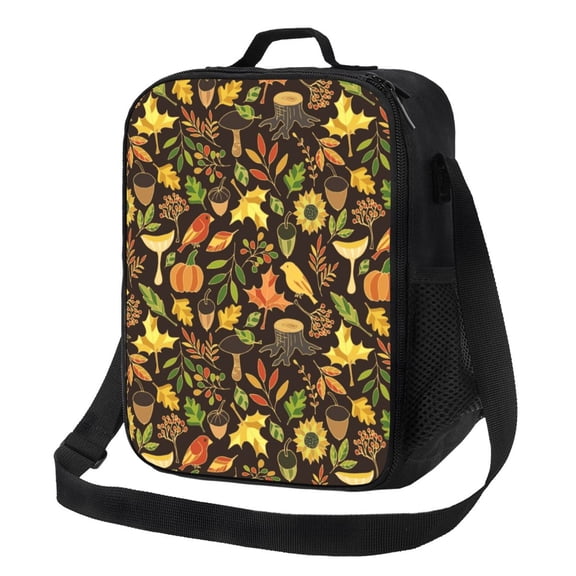 Rateoe Autumn Plants Maple Tree Vintage Lunch Bag Reusable Lunch Box with Shoulder Straps for Men Women Insulated Portable Lunchbox for adults Suitable for School Work Picnic