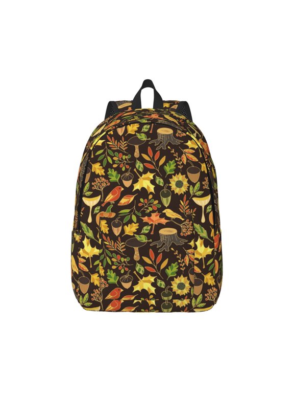 Autumn Plants Maple Tree Vintage Pattern Canvas College Laptop Backpack,Travel Daypack,Durable Rucksack Travel Notebook Bag School Backpack Book Bag for Men Women-Medium