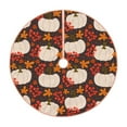thumbnail image 1 of Rateoe Autumn White Pumpkin Pattern Christmas Tree Skirt with Ties, Christmas Tree Decorations, Farmhouse Christmas Decor Xmas Holiday Decorations-30", 1 of 6
