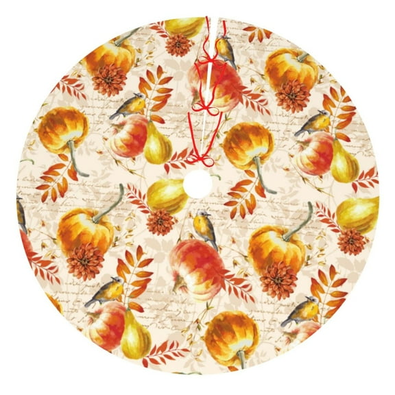 Rateoe Autumn With Birds Print Christmas Tree Skirt 48" for Xmas Holiday New Year Party Circle Tree Mat Ornaments Decoration