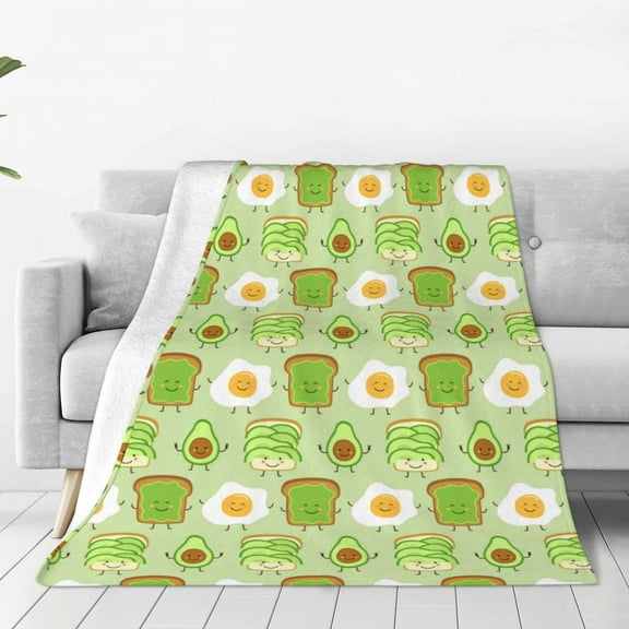Rateoe Avocado And Toast Print Fuzzy Fleece Throw Blanket Extra Large,Super Soft,Fluffy and Warm Blankets for Couch,Bed,All Season Use (50"x40")