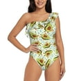 thumbnail image 1 of Rateoe Avocado Doing Sport Pattern Women One Piece Swimsuits Tummy Control One Shoulder Bathing Suits Ruffle Swimwear-XX-Large, 1 of 1