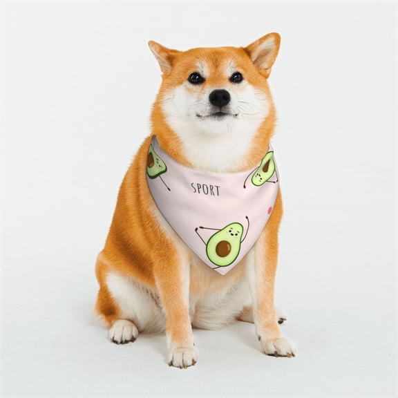 Rateoe Avocado Doing Sport Yoga Print Pet Scarf for Dogs and Cats – Stylish Reflective Design, Breathable & Durable Pet Bandana with Quick-Release Buckle-Small