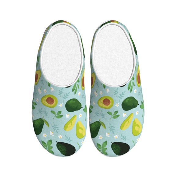 Rateoe Avocado Flowers And Leaves Print Women's Men's Cotton Knit Slippers Lightweight Memory Foam Indoor House Shoes with Anti-Skid Sole-44/45