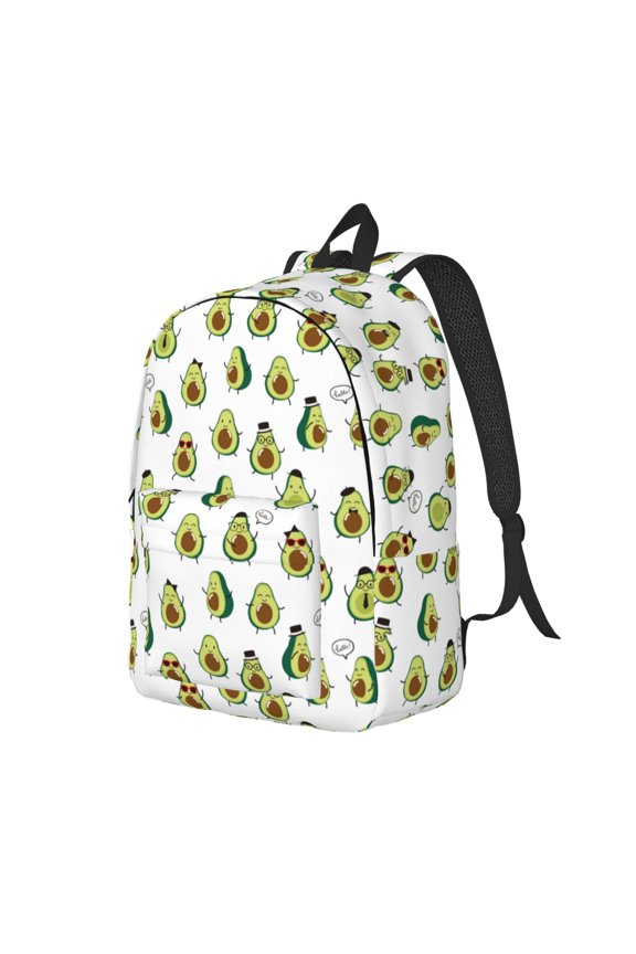 Avocado Friends Pattern Durable Canvas Backpack for Men & Women – Stylish & Lightweight – Adjustable Straps, Multiple Pockets – Fits 15-17 Inch LaptopsSmall