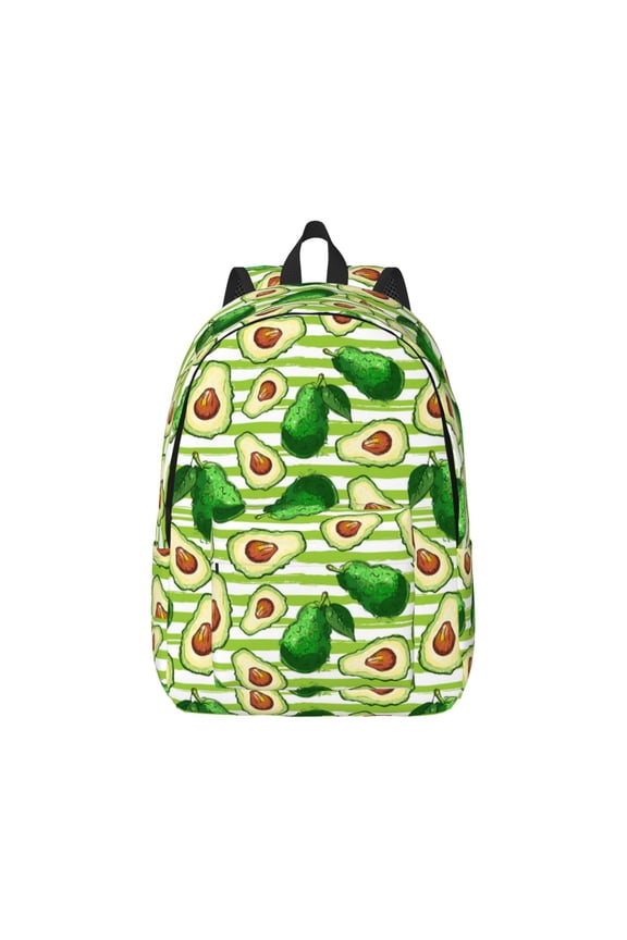Avocado Green Striped Pattern Canvas College Laptop Backpack,Travel Daypack,Durable Rucksack Travel Notebook Bag School Backpack Book Bag for Men Women-Small