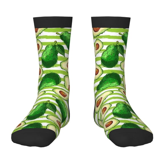 Rateoe Avocado Green Striped Pattern Children's Socks, Socks Gifts ,kids Crew Soft Cotton Socks , Moisture-Wicking, Durable, Ideal for Daily Wear & Sports