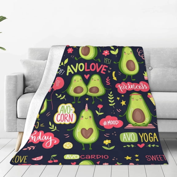 Rateoe Avocado Love Print Fuzzy Fleece Throw Blanket Extra Large,Super Soft,Fluffy and Warm Blankets for Couch,Bed,All Season Use (50"x40")