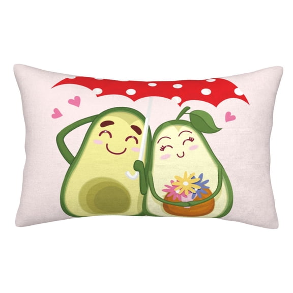 Rateoe Avocado Lovers Wearing Umbrella Pattern Decorative Pillow Case,Throw Pillow Covers,Plush Pillow Cover,Soft Pillow Case,Velvet Pillow Case-14"x20"