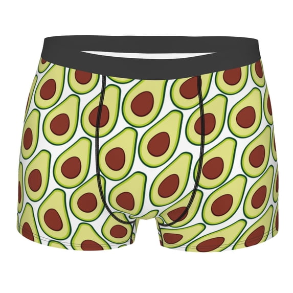 Rateoe Avocado Mens Boxer Briefs Poly Spandex Performance Boxer Briefs Underwear Hem Boxer Briefs - Large