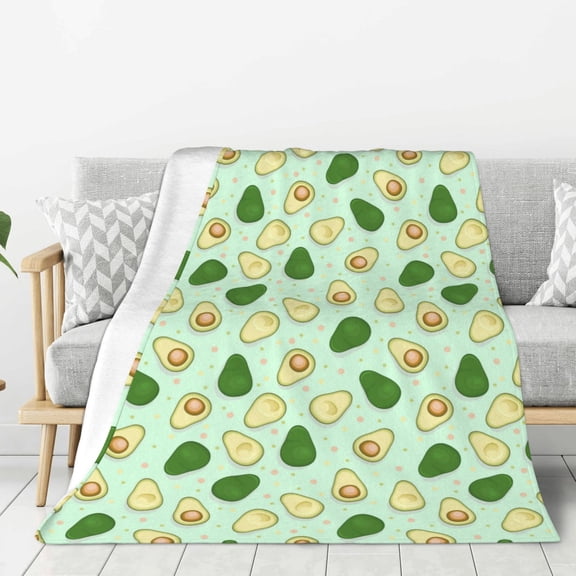 Rateoe Avocado Pattern Flannel Throw Blanket, Ultra-soft Blanket for Bed, Couch, Car, Hypoallergenic Anti-pilling blanket-40"x30"(Vertical)