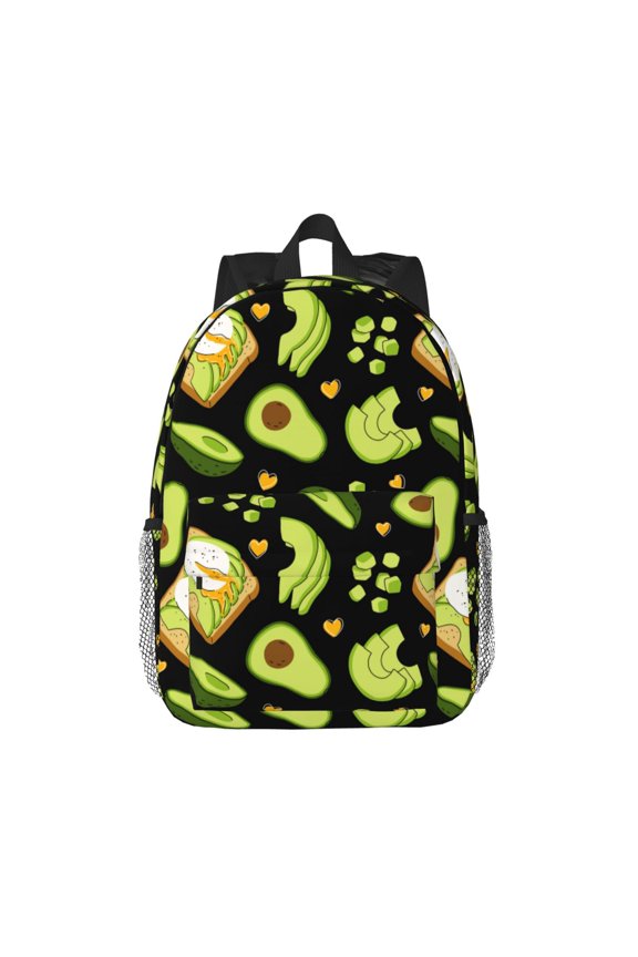 Avocado Toast Pattern Student Backpack Water-resistant Backpack 15-inch Laptop Backpack Lightweight Adjustable School Backpack