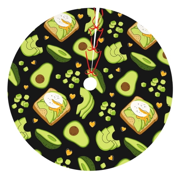 Rateoe Avocado Toast Print Christmas Tree Skirt 48" for Xmas Holiday New Year Party Circle Tree Mat Ornaments Decoration