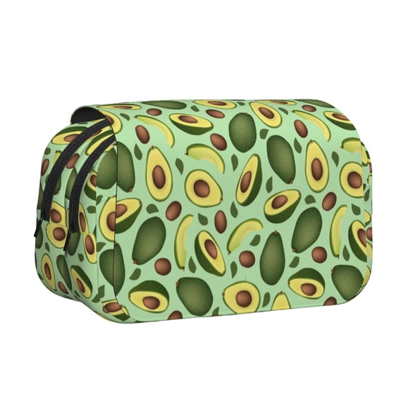 Rateoe Avocado With Seeds Pattern Double Clamshell Pen Case, Storage Organizer with Two Zipper Compartments Holds Up to 50 Pencils & Pens