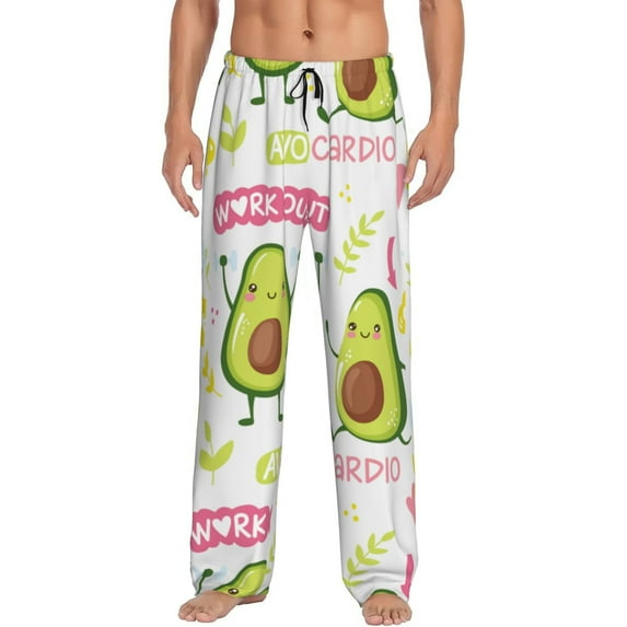 Rateoe Avocado Work Out Pattern Men’s Ultra-Soft Comfy Pajama Lounge Pants Sleepwear,Comfortable Lounge Wear,lightweight Pajamas, Casual Home Wear-XX-Large