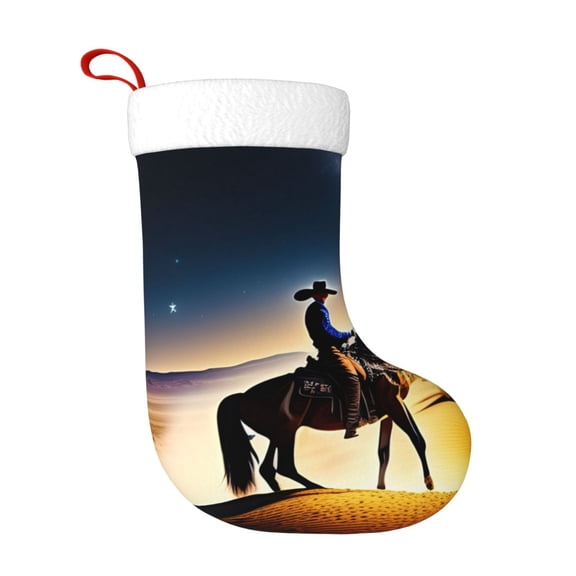 Rateoe Azure Sky Western Desert Cowboy Print Christmas Stockings,18 Inch Large Christmas Stockings Decoration Ornaments for Holiday Home Fireplace Indoors