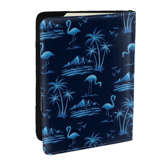 Rateoe BLUE Flamingo Birds Pattern Passport Holder Wallet Leather Mulit-purpose Travel Wallet Credit Cards Case ,Passport Cover for Women Men-6.5 in