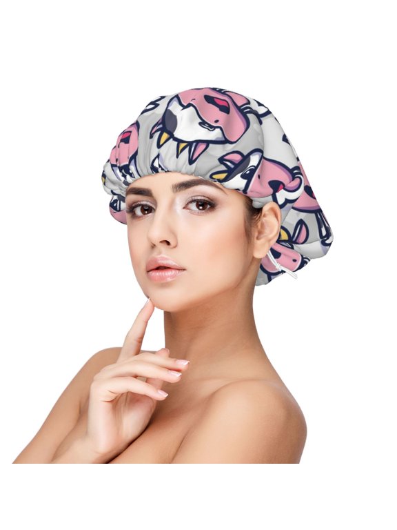 Baby Cow Pattern Silk Satin Hair Bonnet for Sleeping, Adjustable Sleep Cap Turban for Women , Curly Straight Hair Long Large Braid