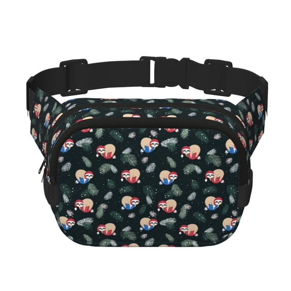 Rateoe Baby Sloths Print Fanny Pack Belt Bag for Women and Men, Square Double-Layer Waterproof Waist Pack with Adjustable Strap for Hiking, Jogging, Cycling