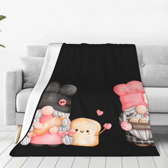 Rateoe Baker Gnome Print Fuzzy Fleece Throw Blanket Extra Large,Super Soft,Fluffy and Warm Blankets for Couch,Bed,All Season Use (40"x30")