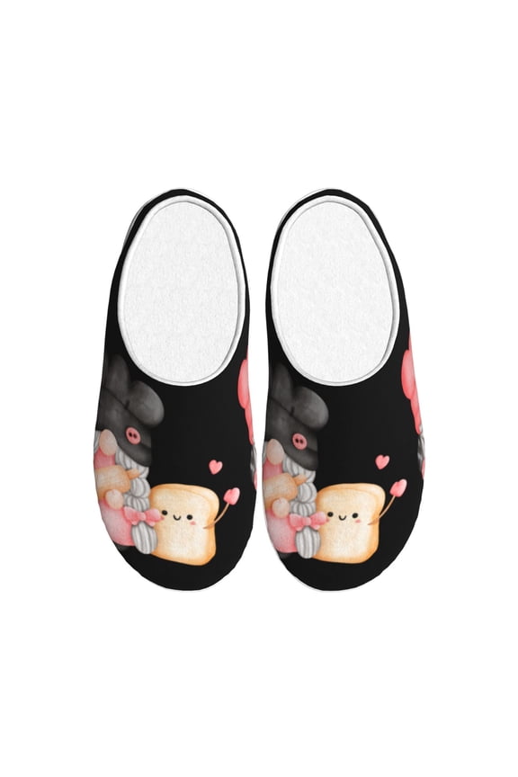 Baker Gnome Print Women's Men's Cotton Knit Slippers Lightweight Memory Foam Indoor House Shoes with Anti-Skid Sole-46/47