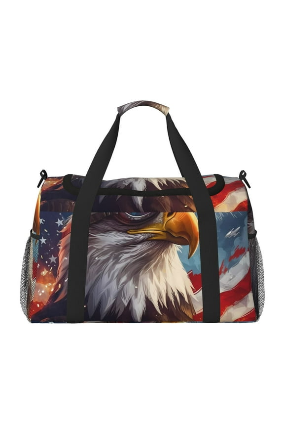Bald Eagle Pilot Pattern Gym Bag for Women, Duffle Bag for Travel with Wet Pocket, Carry on Weekender Bags for Women, Water Resistant Travel Bag Duffel Bag