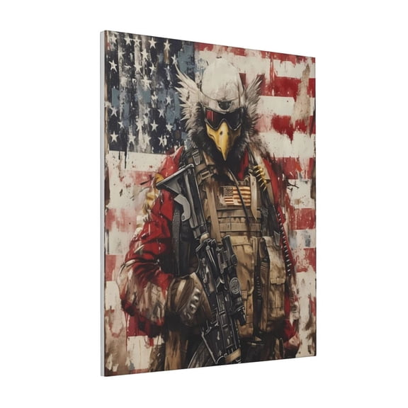 Rateoe Bald Eagle Soldier Pattern Decorative Picture – Unique Modern Wall Art, Ready-to-Hang Canvas Print for Home (Vertical)