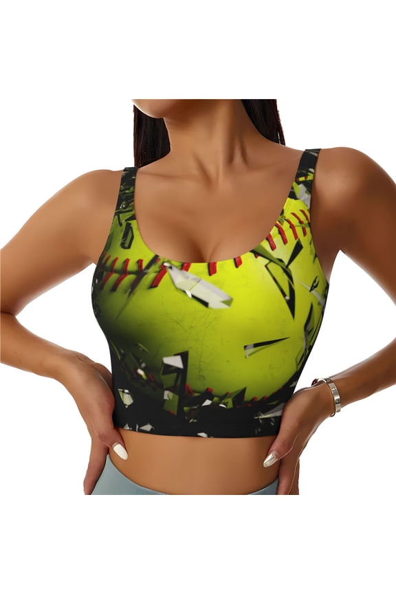 Ball Print Womens' Sports Bras Scoop Neck Sports Vest- Padded U Back Seamless High Impact Support-XX-Large