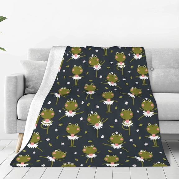 Rateoe Ballerina Frogs Print Fuzzy Fleece Throw Blanket Extra Large,Super Soft,Fluffy and Warm Blankets for Couch,Bed,All Season Use (60"x50")