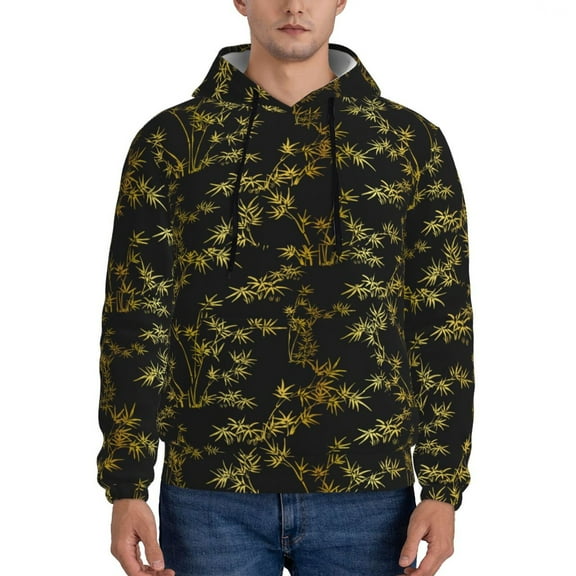 Rateoe Bamboo Pattern Mens Hoodie, Pullover Hooded Sweatshirt, Kangaroo Pocket Hoodie Ideal for Daily Wear, Travel and Home-4X-Large