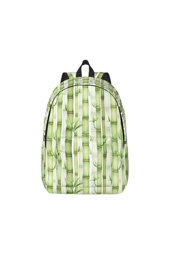 Bamboo Stems And Leaves Pattern Canvas College Laptop Backpack,Travel Daypack,Durable Rucksack Travel Notebook Bag School Backpack Book Bag for Men Women-Small