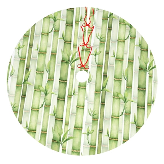 Rateoe Bamboo Stems And Leaves Print Christmas Tree Skirt 30" for Xmas Holiday New Year Party Circle Tree Mat Ornaments Decoration