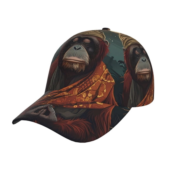 Rateoe Banana Leaf Meditating Gorilla Pattern Baseball Cap Outdoor Cap Mountain Dad Hat - Unstructured Soft Cotton Cap-Adjustable UV Protection Cap
