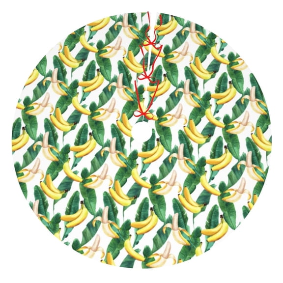 Rateoe Banana Tree Leaves Print Christmas Tree Skirt 30" for Xmas Holiday New Year Party Circle Tree Mat Ornaments Decoration