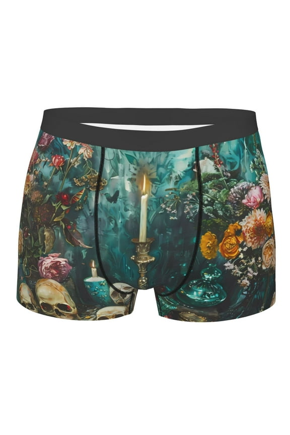 Baroque Floral Still Life Mens Boxer Briefs Poly Spandex Performance Boxer Briefs Underwear Hem Boxer Briefs - Medium