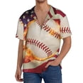 thumbnail image 1 of Rateoe Baseball Ball With Flag Pattern Men's Short Sleeve Classic Shirt, Casual Short-Sleeved Shirt, Lightweight Summer Shirt, Cuban Collar Shirt,Button-Front Shirt-4X-Large, 1 of 5