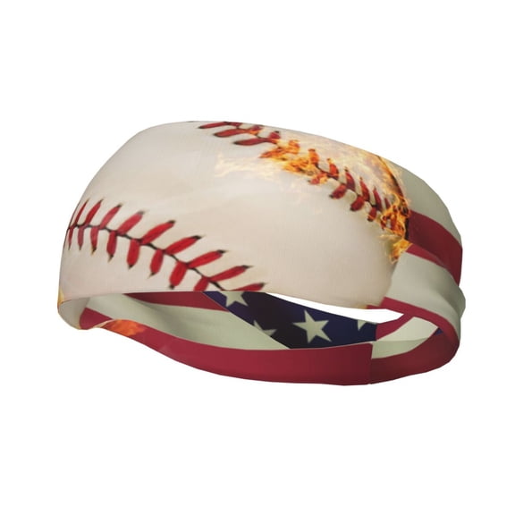 Rateoe Baseball Ball With Flag Pattern Sports Headbands ,Moisture Wicking Workout Headband, Sweatband Headbands for Running,Cycling,Yoga,Hairband for Women and Men