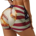 thumbnail image 1 of Rateoe Baseball Ball With Flag Printed Power Workout Shorts for Women Tummy Control Squat Proof Ribbed Thick Seamless Scrunch Active Short-XX-Large, 1 of 8