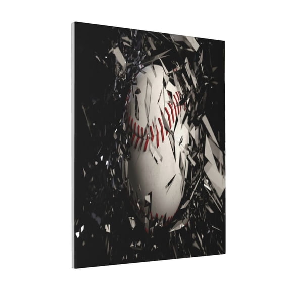 Rateoe Baseball Breaking Glass Pattern Decorative Picture – Unique Modern Wall Art, Ready-to-Hang Canvas Print for Home (Vertical)