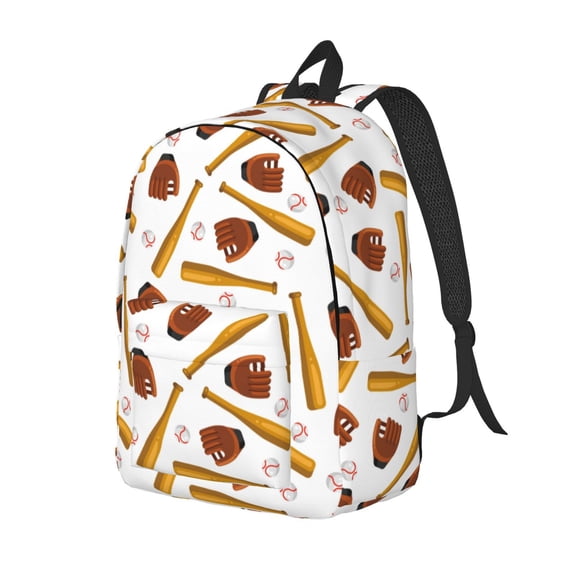 Rateoe Baseball Sport Pattern Durable Canvas Backpack for Men & Women – Stylish & Lightweight – Adjustable Straps, Multiple Pockets – Fits 15-17 Inch LaptopsMedium