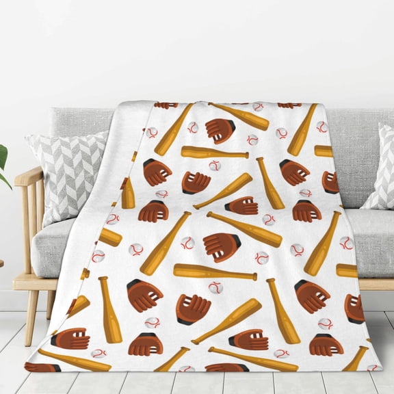 Rateoe Baseball Sport Pattern Flannel Throw Blanket, Ultra-soft Blanket for Bed, Couch, Car, Hypoallergenic Anti-pilling blanket-60"x50"(Vertical)