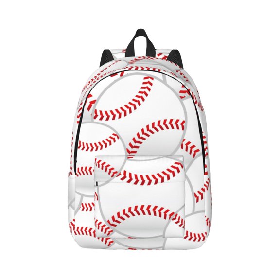 Rateoe Baseballs Pattern Canvas College Laptop Backpack,Travel Daypack,Durable Rucksack Travel Notebook Bag School Backpack Book Bag for Men Women-Medium