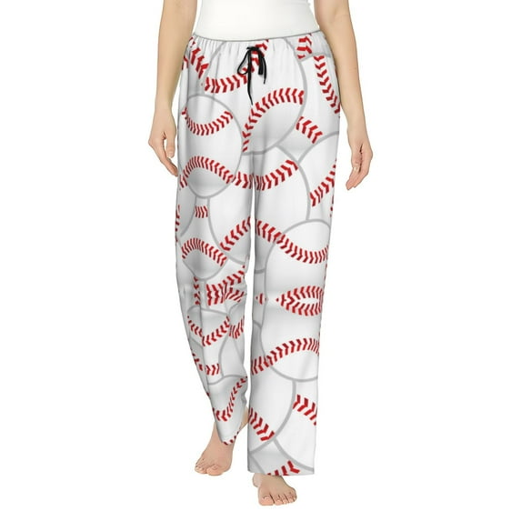 Rateoe Baseballs Pattern Women’s Ultra-Soft Comfy Pajama Lounge Pants Sleepwear,Comfortable Lounge Wear,lightweight Pajamas, Casual Home Wear-Large