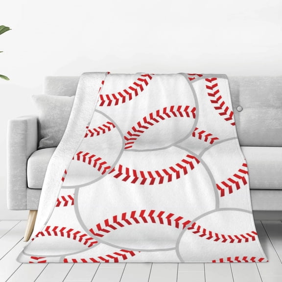 Rateoe Baseballs Print Fuzzy Fleece Throw Blanket Extra Large,Super Soft,Fluffy and Warm Blankets for Couch,Bed,All Season Use (40"x30")