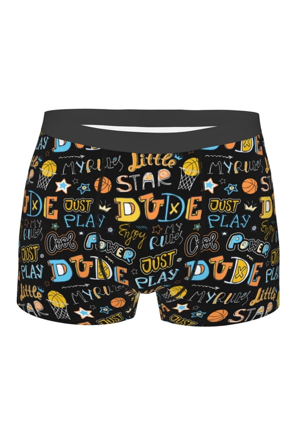 Basketball Mens Boxer Briefs Poly Spandex Performance Boxer Briefs Underwear Hem Boxer Briefs - Large