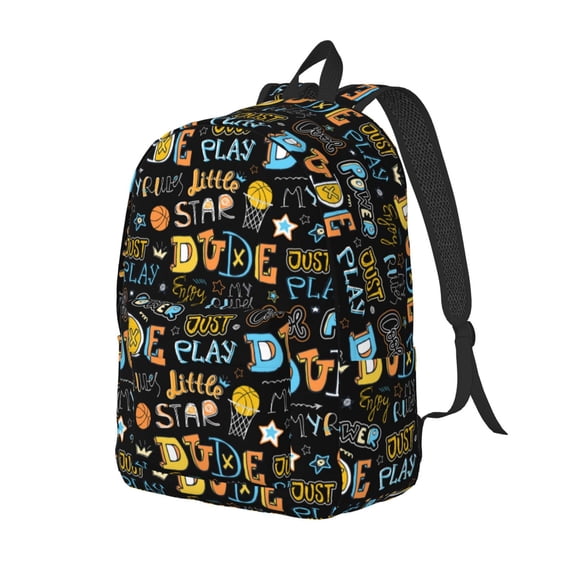 Rateoe Basketball Pattern Durable Canvas Backpack for Men & Women – Stylish & Lightweight – Adjustable Straps, Multiple Pockets – Fits 15-17 Inch LaptopsSmall