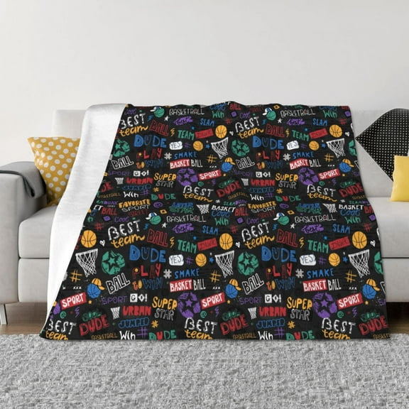 Rateoe Basketball Pattern Flannel Throw Blanket, Ultra-soft Blanket for Bed, Couch, Car, Hypoallergenic Anti-pilling blanket-40"x30"(Horizontal)